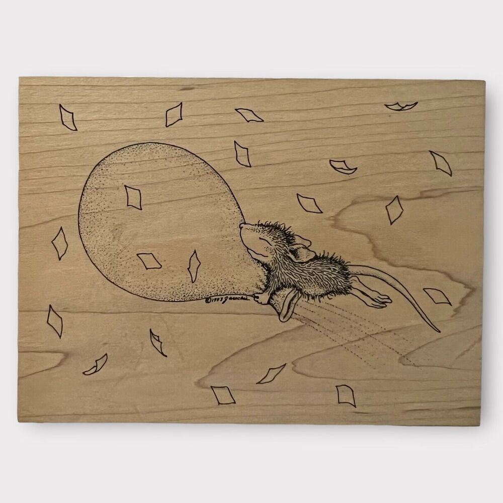 House-Mouse Vintage 1999 Balloon Ride (Monica) Wood & Rubber Stamp 72 M